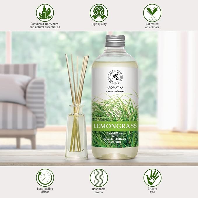 Lemongrass Reed Diffuser Refill, Natural Essential Lemongrass Oil 17 Fl Oz - Fresh & Long Lasting Fragrance, alternate