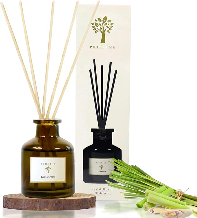 Lemongrass Reed Diffusers for Home & Bathroom | Fresh Lemongrass & Citronella Room Fragrance, alternate product view 2