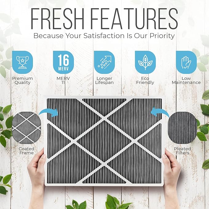 Lennox 20x25x5 Furnace Filter, X6675 Filter Replacement, Merv 16 Carbon Clean Filter Media with Disposal Bag 5-Pack (Actual