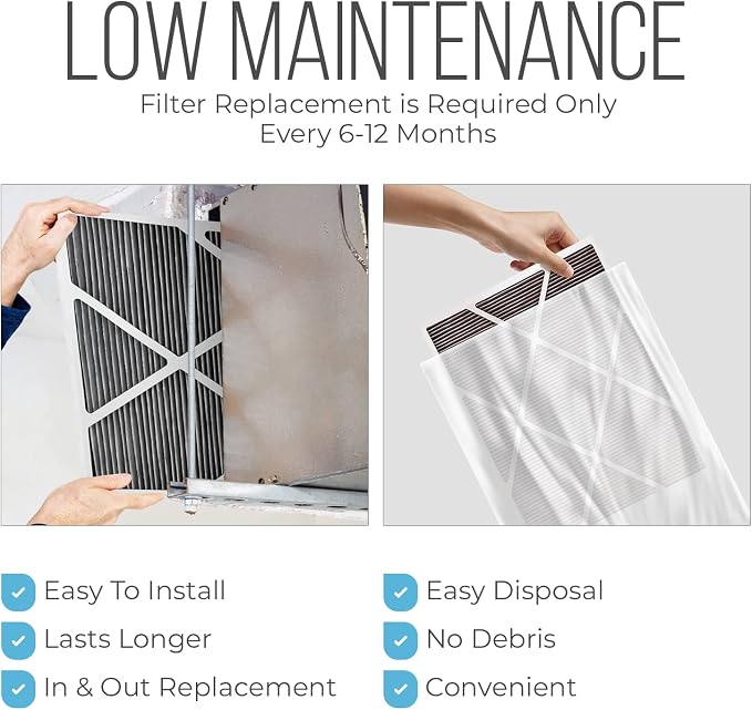 Lennox 20x25x5 Furnace Filter, X6675 Filter Replacement, Merv 16 Carbon Clean Filter Media with Disposal Bag 5-Pack (Actual