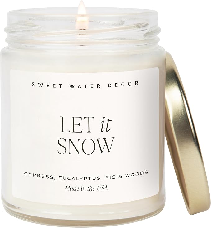 Let it Snow Christmas Scented Candles - Christmas Stocking Stuffers Soy Candles with Cypress Scent, product image