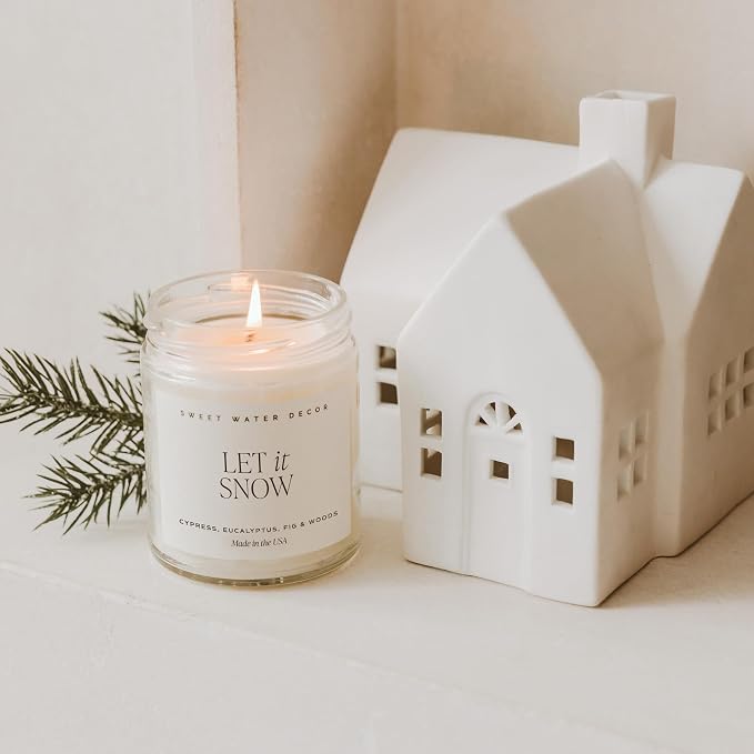 Let it Snow Christmas Scented Candles - Christmas Stocking Stuffers Soy Candles with Cypress Scent, alternate product view 6