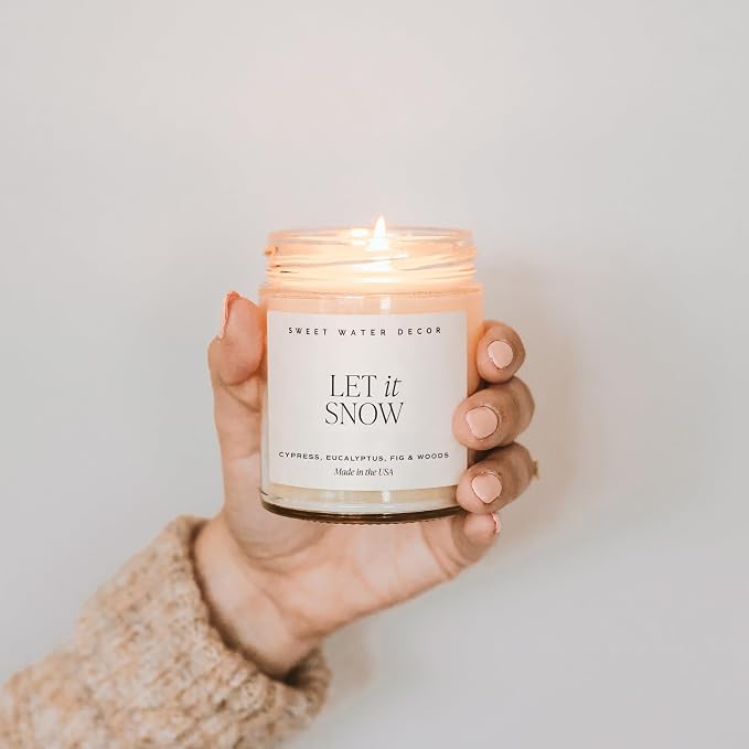 Let it Snow Christmas Scented Candles - Christmas Stocking Stuffers Soy Candles with Cypress Scent, alternate product view 8