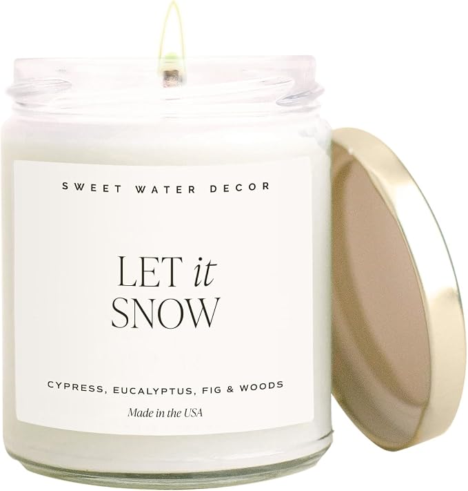 Let it Snow Christmas Scented Candles - Christmas Stocking Stuffers Soy Candles with Cypress Scent, alternate product view 9