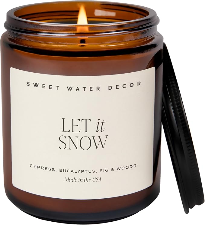 Let it Snow Christmas Scented Candles - Christmas Stocking Stuffers Soy Candles with Cypress Scent, product image