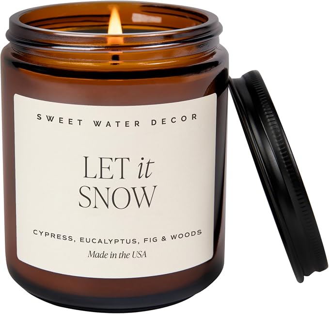 Let it Snow Christmas Scented Candles - Christmas Stocking Stuffers Soy Candles with Cypress Scent, alternate product view 7