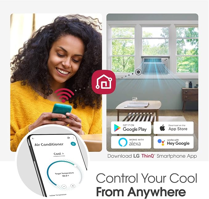 14000 BTU Window Air Conditioners [2023 ] Remote Control WiFi Enabled App Ultra-Quiet Washable Filter Cools