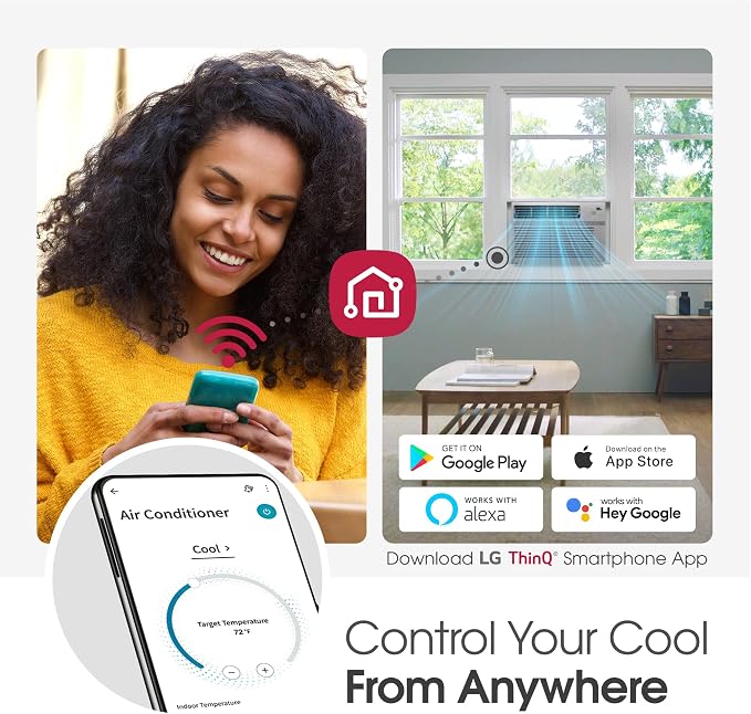 6000 BTU Window Air Conditioner Energy Saving Dual Inverter, Remote Control, WiFi, ThinQ, Alexa, alternate