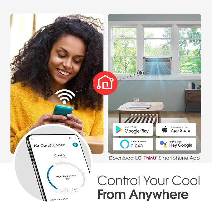 8000 BTU Window Air Conditioner [2024 ] Remote Control WiFi Enabled App Washable Filer Ultra-Quiet Cools 350