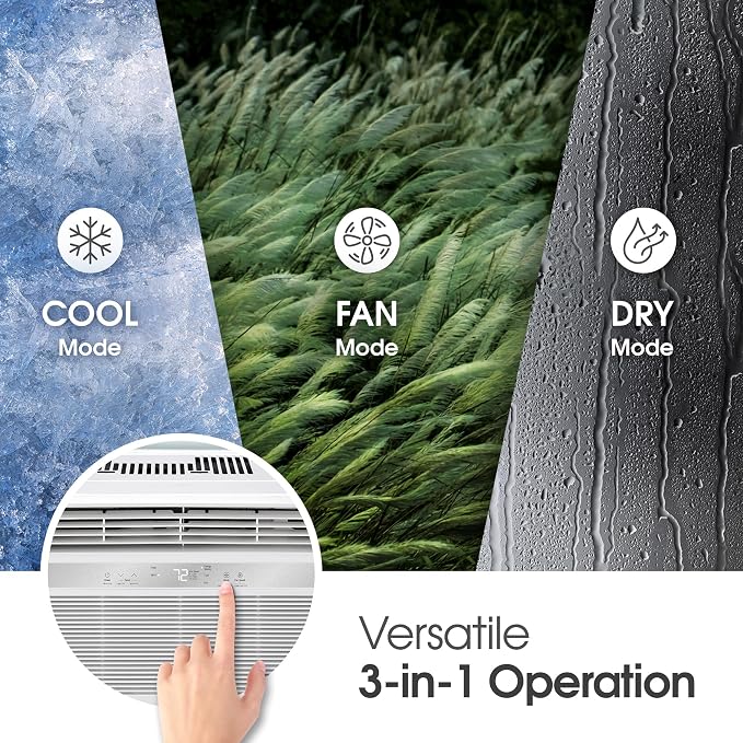 8000 BTU Window Air Conditioner [2024 ] Remote Control WiFi Enabled App Washable Filer Ultra-Quiet Cools 350