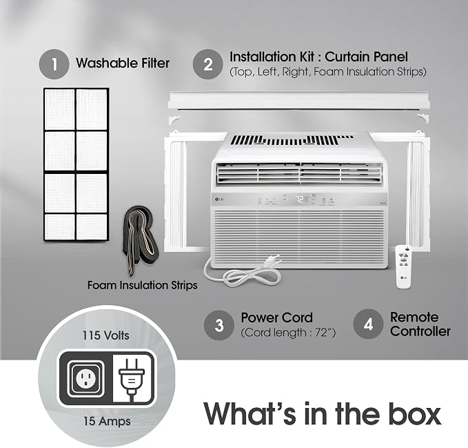 8000 BTU Window Air Conditioner [2024 ] Remote Control WiFi Enabled App Washable Filer Ultra-Quiet Cools 350