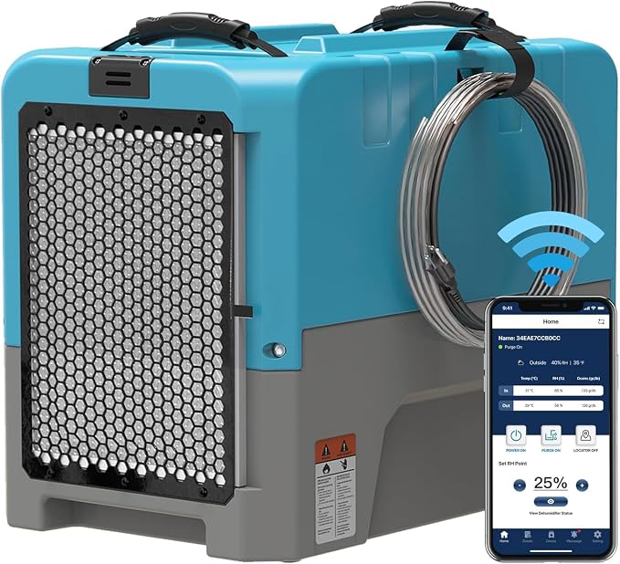 LGR Smart WiFi Commercial Dehumidifier up to 180 PPD (Saturation) with Pump, 5 Years Limited Warranty, Industrial