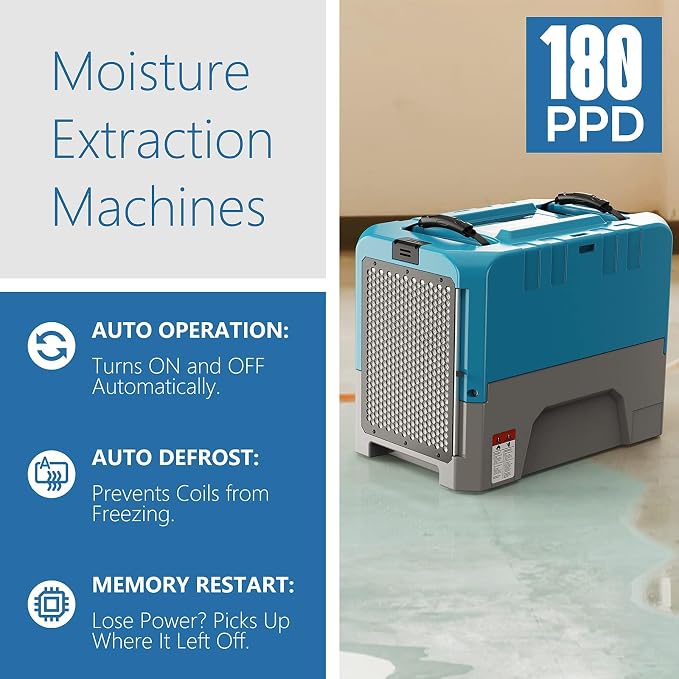 LGR Smart WiFi Commercial Dehumidifier up to 180 PPD (Saturation) with Pump, 5 Years Limited Warranty, Industrial