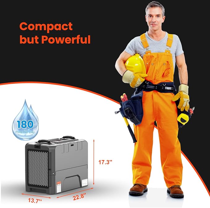 LGR85 180 Pints Commercial Dehumidifier with Pump, Industrial Dehumidifiers for Basement Crawl Space Warehouse, Auto