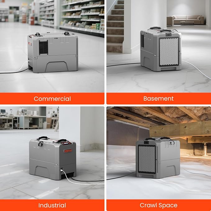 LGR85 Commercial Dehumidifiers with Pump, 180 PPD Industrial Dehumidifier for Basement, Crawl Space, Warehouse, Auto