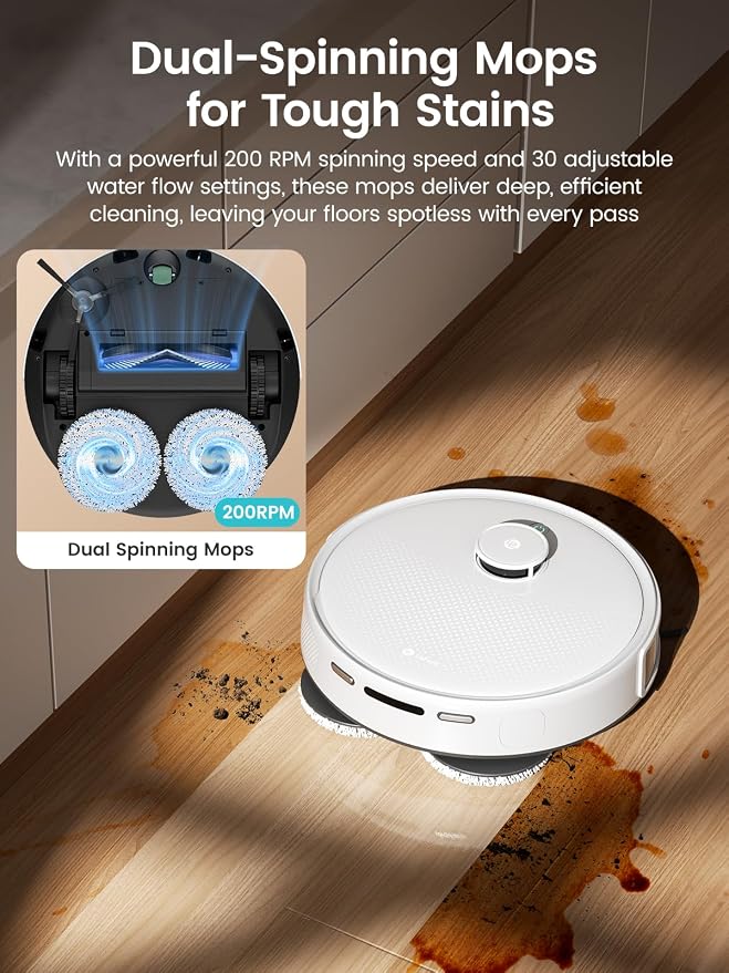 LiDAR Robot Vacuum and Mop, 12000Pa Suction, 90-Day Self-Emptying, Obstacle Avoidance, Auto Mop Washing&Drying, alternate