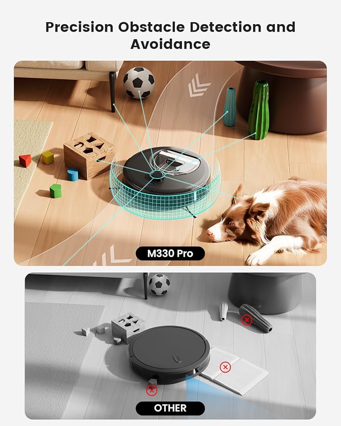 LiDAR Robot Vacuum and Mop, 450ml Visible Dustbin, Upgraded 190° PSD Obstacle Avoidance, Customized Cleaning, Multi-Floor