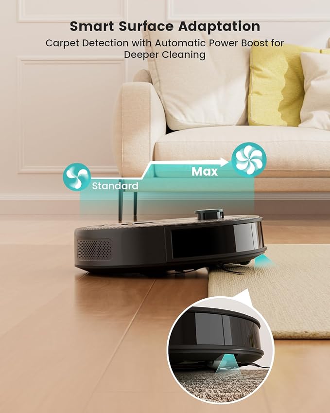 LiDAR Robot Vacuum and Mop, 450ml Visible Dustbin, Upgraded 190° PSD Obstacle Avoidance, Customized Cleaning, Multi-Floor