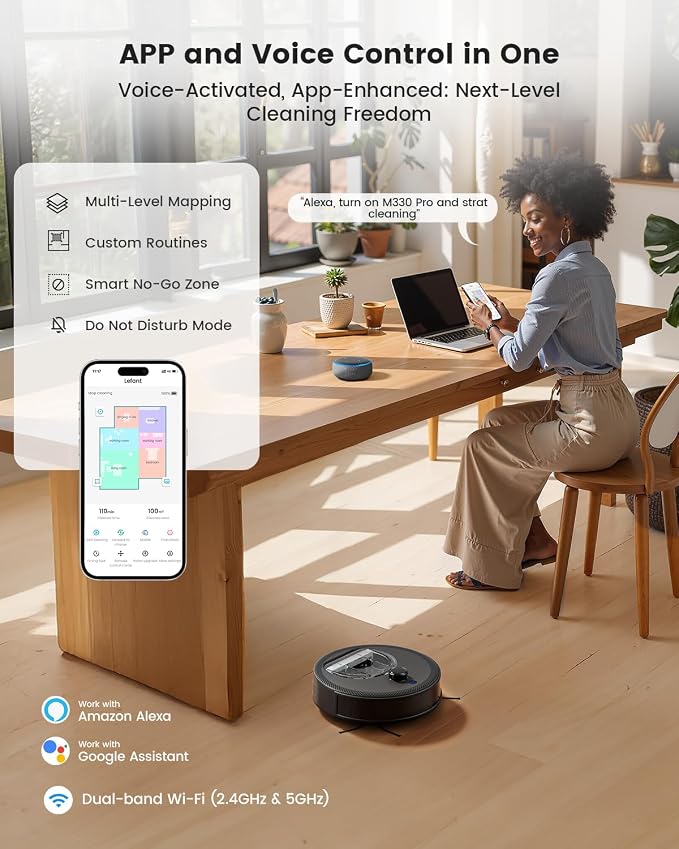 LiDAR Robot Vacuum and Mop, 450ml Visible Dustbin, Upgraded 190° PSD Obstacle Avoidance, Customized Cleaning, Multi-Floor