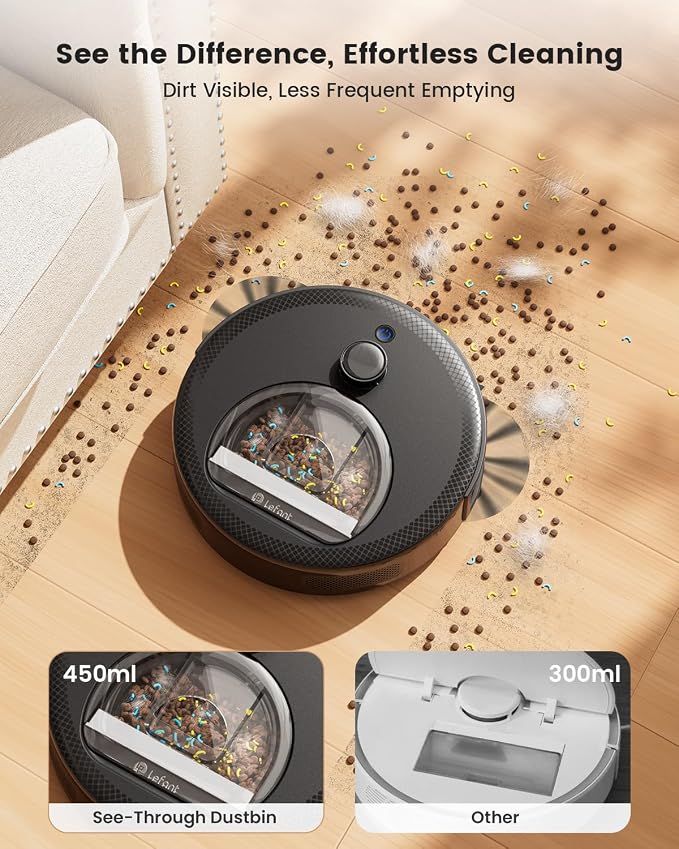 LiDAR Robot Vacuum and Mop, Smart Mapping and Obstacle Avoidance, Tangle-Free Pet Hair, 2.4G/5G WiFi App Control, alternate