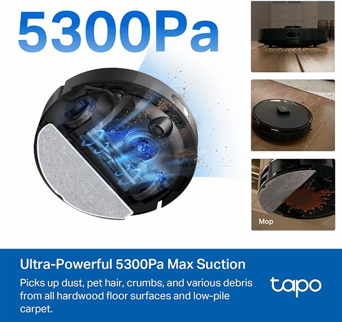 LiDAR Smart Navigation Robot Vacuum and Mop with Self-Emptying Dock, 5300Pa Max, 97%+ Dust Pickup Rate, Customizable