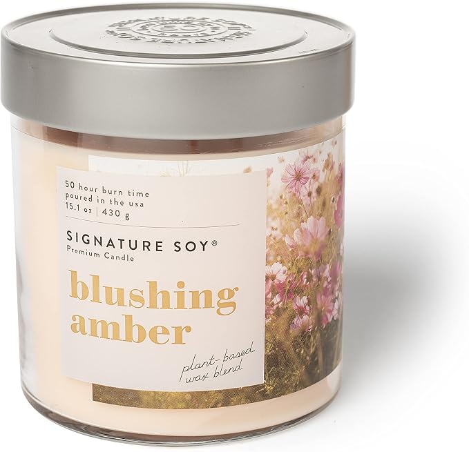 Lidded Blushing Amber Scented Candle, Large Jar, product image
