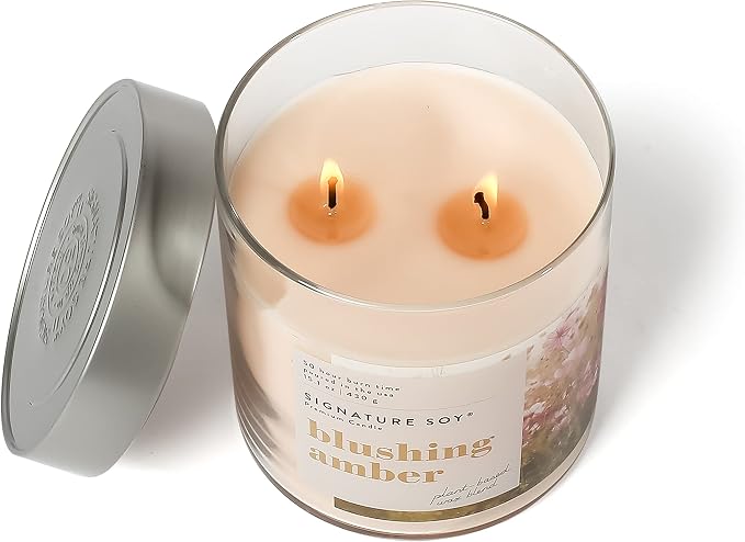 Lidded Blushing Amber Scented Candle, Large Jar, alternate product view 2