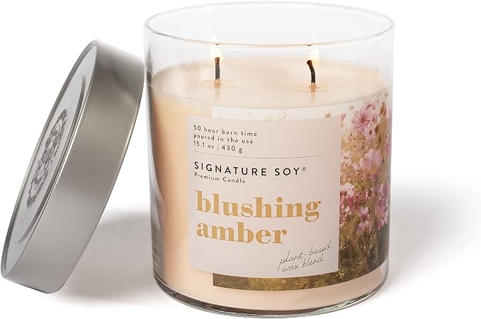 Lidded Blushing Amber Scented Candle, Large Jar, alternate product view 3