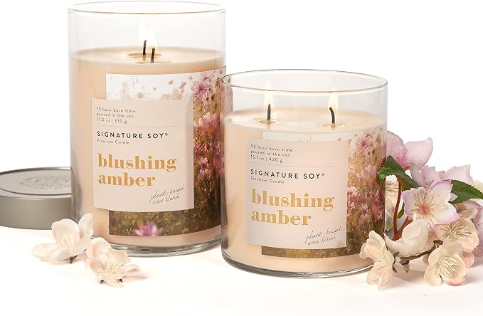 Lidded Blushing Amber Scented Candle, Large Jar, alternate product view 4