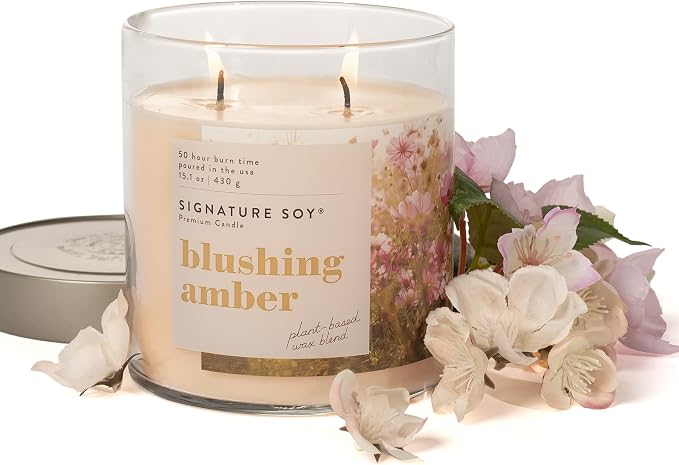 Lidded Blushing Amber Scented Candle, Large Jar, alternate product view 5