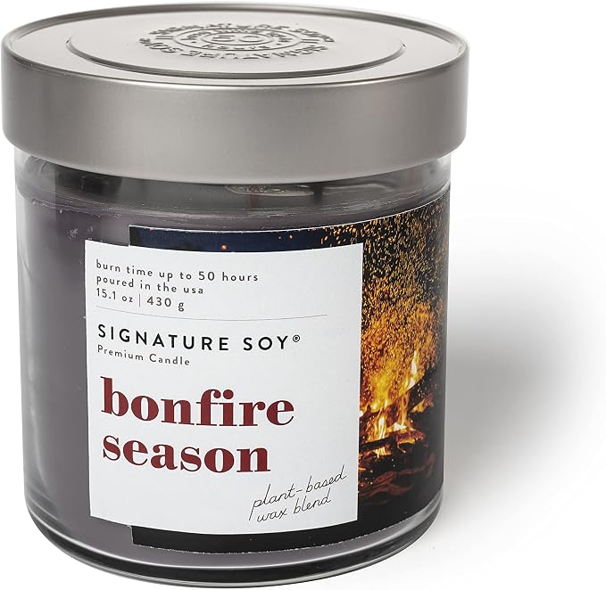 Lidded Bonfire Season Scented Candle, Large Jar, product image