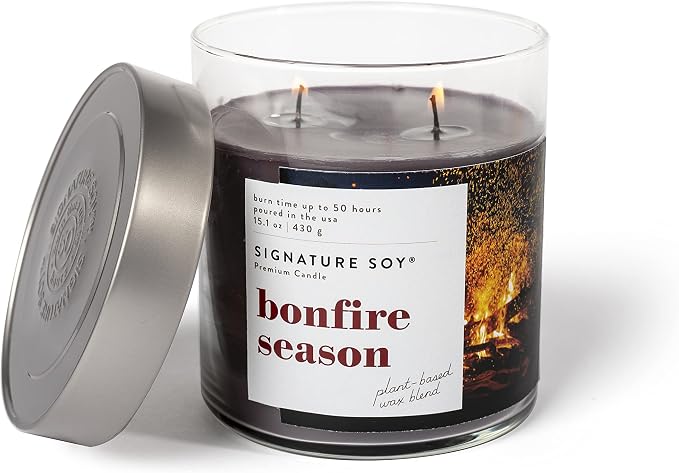 Lidded Bonfire Season Scented Candle, Large Jar, alternate product view 3