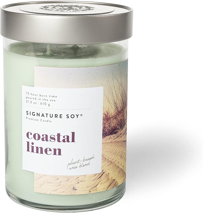 Lidded Coastal Linen Scented Candle, Extra Large Jar, product image