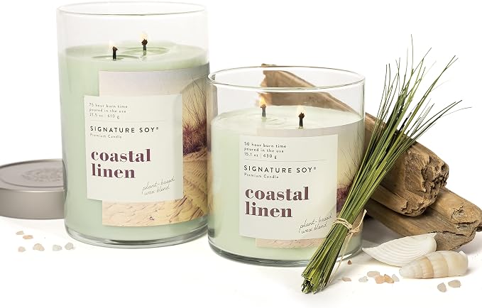 Lidded Coastal Linen Scented Candle, Extra Large Jar, alternate product view 4