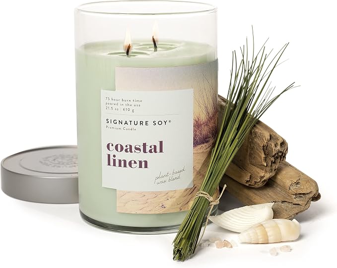 Lidded Coastal Linen Scented Candle, Extra Large Jar, alternate product view 5