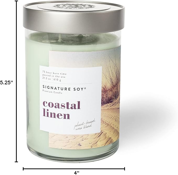Lidded Coastal Linen Scented Candle, Extra Large Jar, alternate product view 6