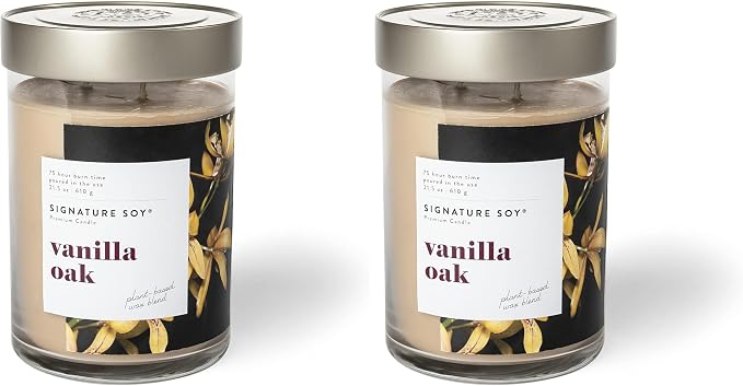 Lidded Vanilla Oak Scented Candle, Extra Large Jar (Pack of 2), product image