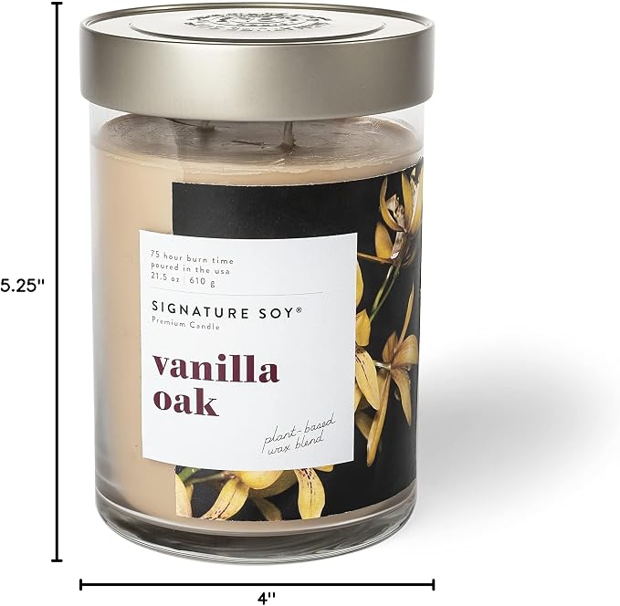 Lidded Vanilla Oak Scented Candle, Extra Large Jar in Vanilla Oak., alternate view 6