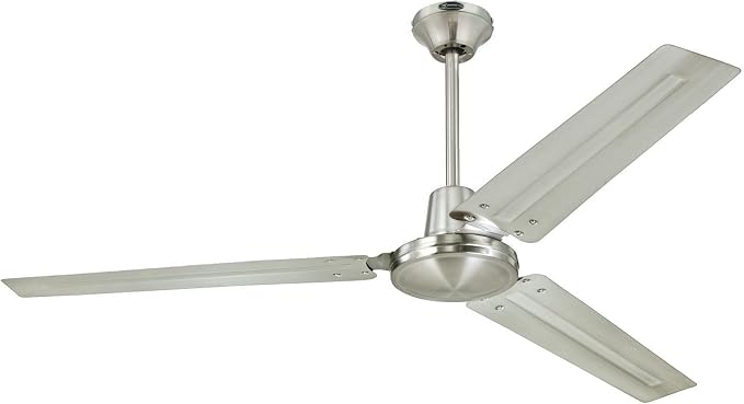 Lighting 7861400 Industrial 56-Inch Indoor 3 Blade Ceiling Fan in Brushed Nickel, Steel Blades, product image