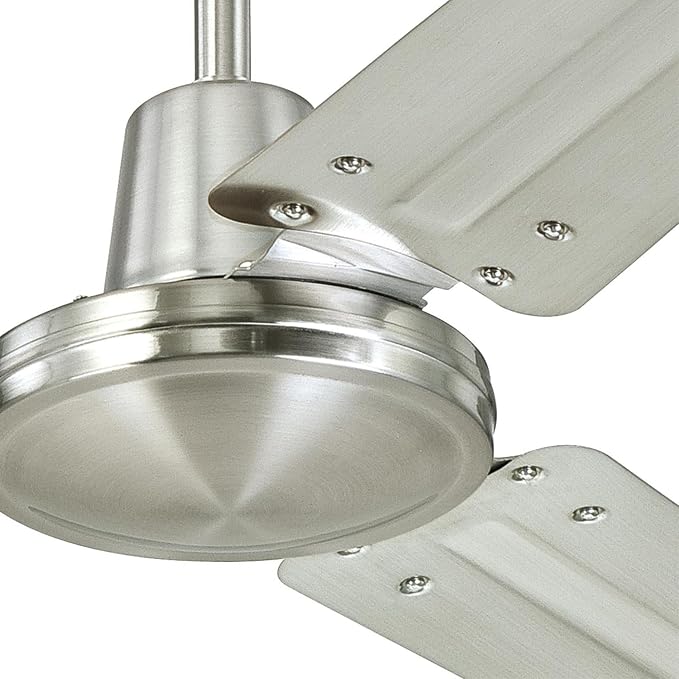 Lighting 7861400 Industrial 56-Inch Indoor 3 Blade Ceiling Fan in Brushed Nickel, Steel Blades, alternate product view 3