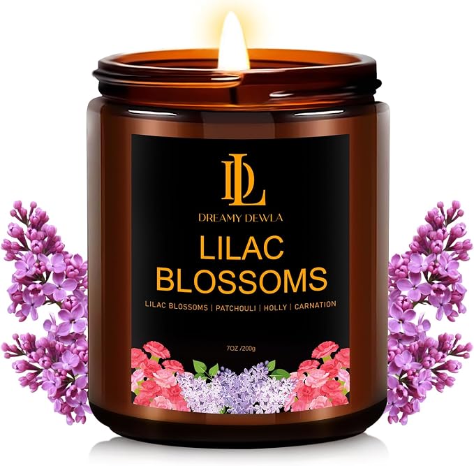 Lilac Blossom Scented Candles, Lilac Blossom Candle, Aromatherapy Candle Gifts for Women, Soy Candles for Home Scented