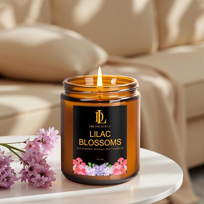 Lilac Blossom Scented Candles, Lilac Blossom Candle, Aromatherapy Candle Gifts for Women, Soy Candles for Home Scented