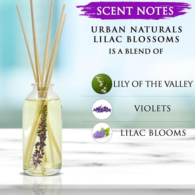 Lilac Blossoms Reed Diffuser Set | Made with Essential Oils & Real Botanicals | Lily of The Valley, alternate product view 4