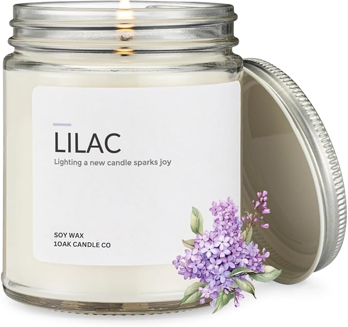 Lilac Candle - Soy Wax Scented Candles (Lilac) - Soy Candle for Home Scented - Long Burning Candles Premium - Hand-Poured