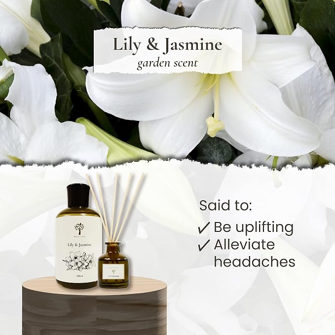 Lily & Jasmine Reed Diffusers for Home & Bathroom | Refreshing Lily of Valley & Jasmine Room Fragrance Reed Diffuser