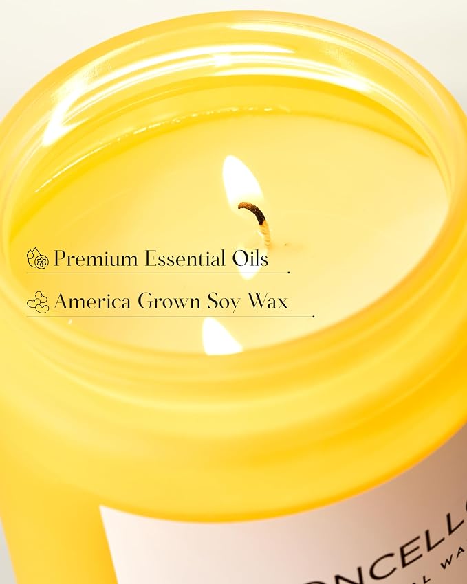 Limocello Summer Scented Candle, 19.4oz 110 Hours Long Lasting Burn made from natural materials Natural Soy Wax Lemon