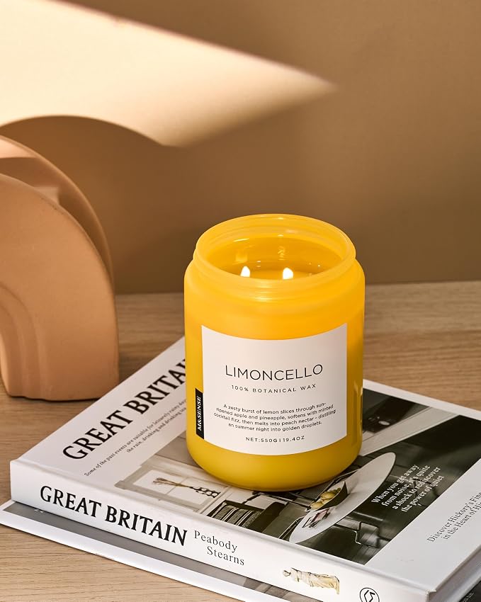 Limocello Summer Scented Candle, 19.4oz 110 Hours Long Lasting Burn made from natural materials Natural Soy Wax Lemon