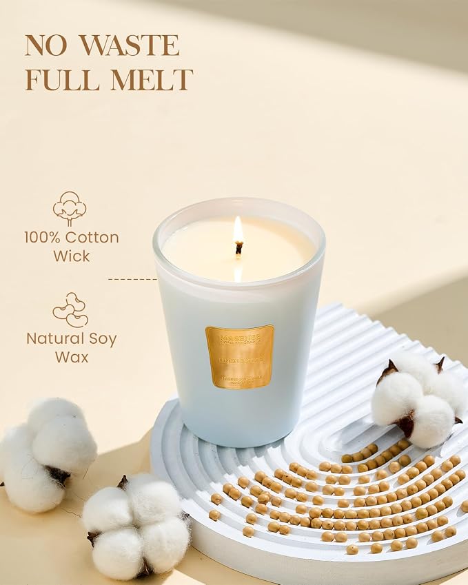Linen Breeze Scented Natural Soy Wax Candle, 14.1oz 60 Hours Long Lasting Slow Burning Candles for Home Decor, Aromatherapy