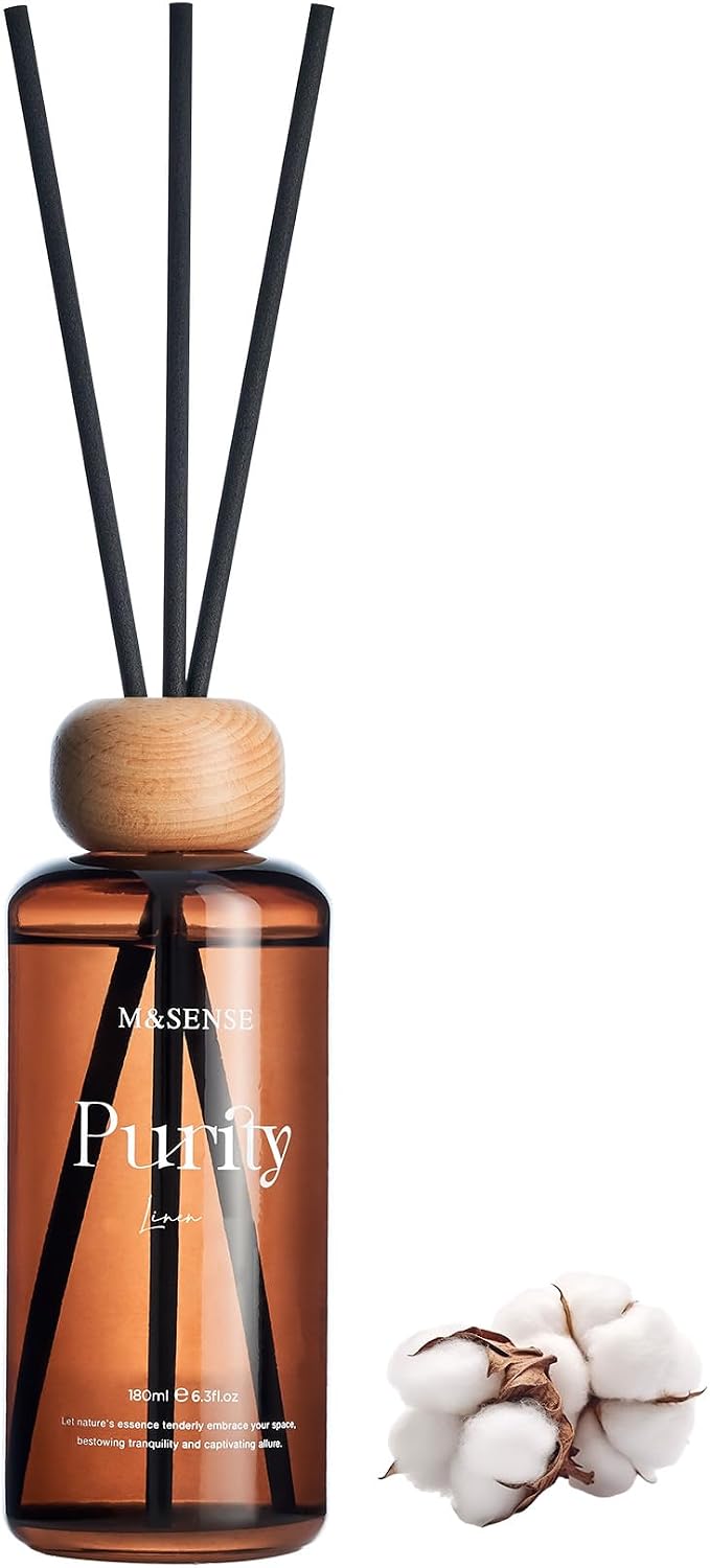 Linen Reed Diffuser: Upgraded Formula 6.3 fl oz made from natural materials Aroma Set with Sticks, product image