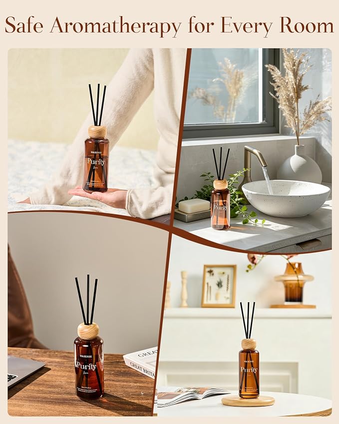 Linen Reed Diffuser: Upgraded Formula 6.3 fl oz made from natural materials Aroma Set with Sticks, alternate product view 6